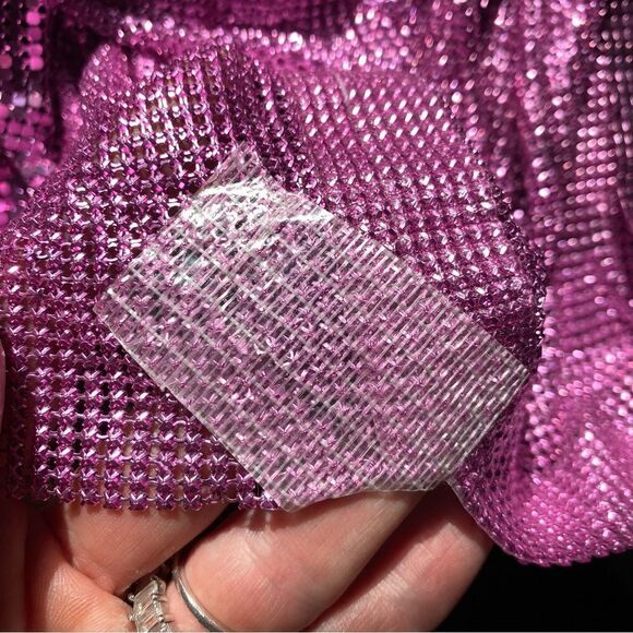 H:ours Millie Mini Dress chainmail metal mesh hot pink party cocktail Revolve - Picture 16 of 16